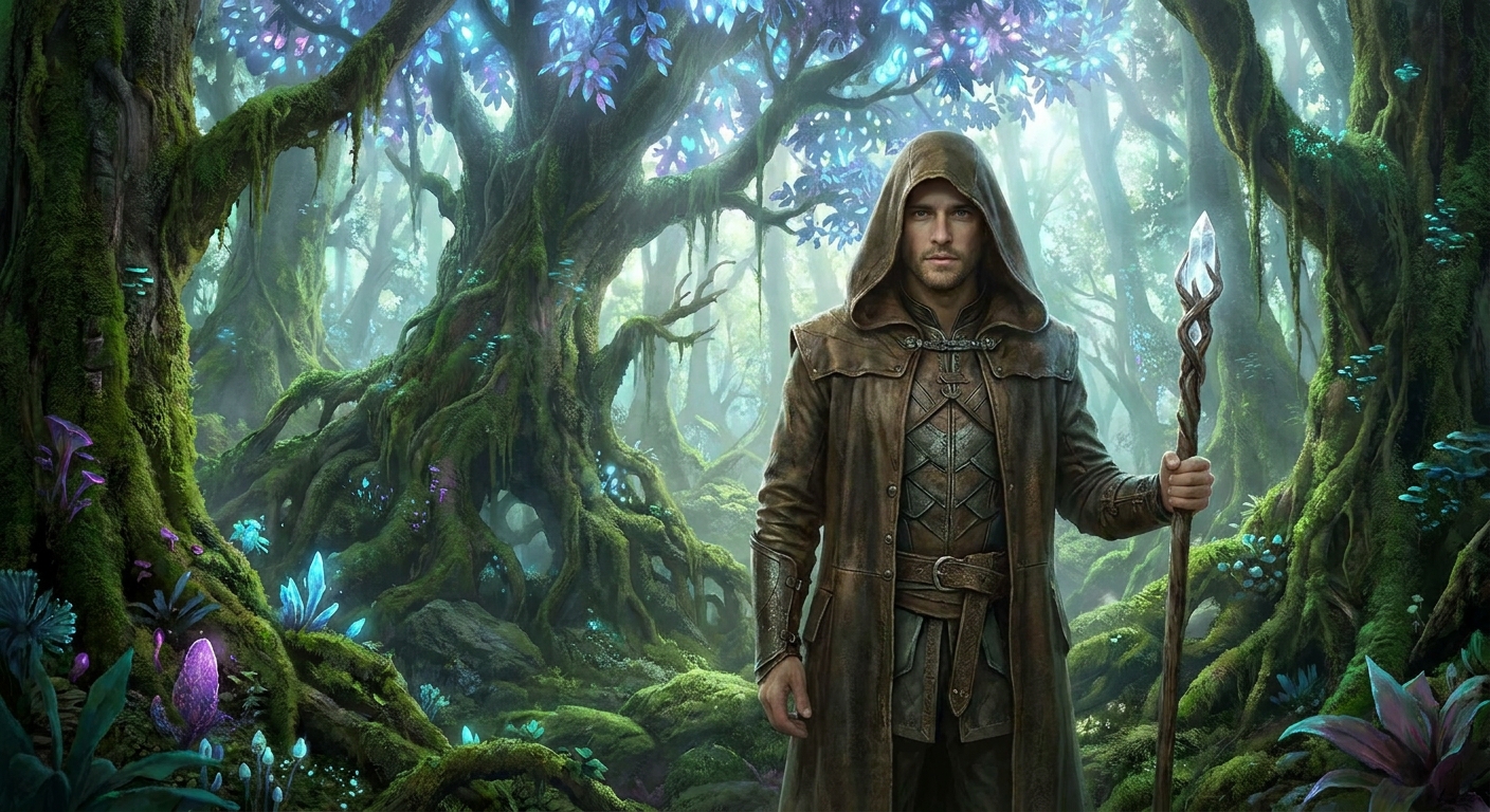 fantasy eimges of a man in the middle of jungle
